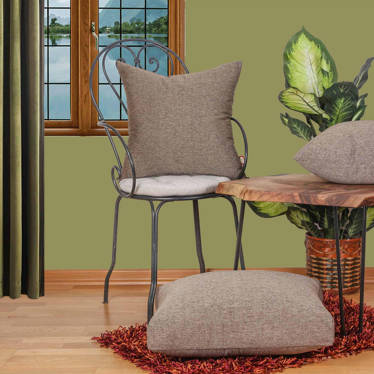 OKRASNA BLAZINA  YOCASTA   50/50 cm          - rjava, Basics, tekstil (50/50cm)