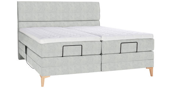 BOXSPRINGBETT 180/200 cm in Hellgrau - Eichefarben/Hellgrau, KONVENTIONELL, Holz/Textil (180/200cm) - Voleo