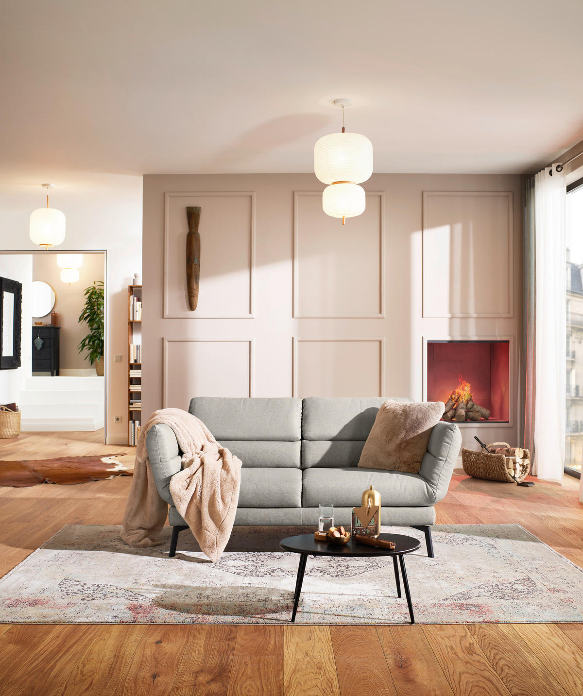 2-SITZER-SOFA Flachgewebe Beige  - Beige/Schwarz, Design, Textil/Metall (178-226/83-113/96-177cm) - Dieter Knoll