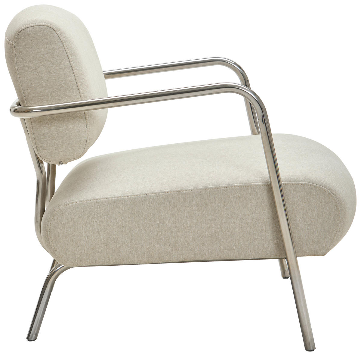 SESSEL in Leinenoptik Chromfarben, Beige  - Chromfarben/Beige, Trend, Textil/Metall (70/82/74cm) - Livetastic