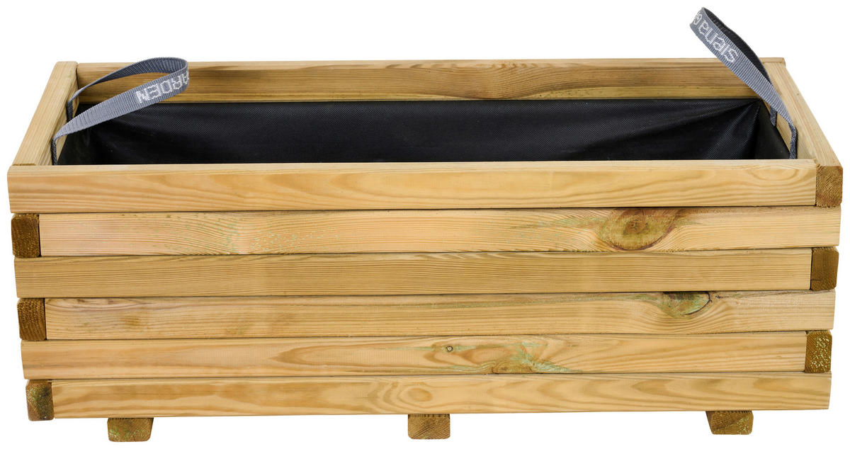BLUMENKASTEN  - Schwarz/Kieferfarben, Basics, Holz/Textil (90/40/33cm) - Siena Garden