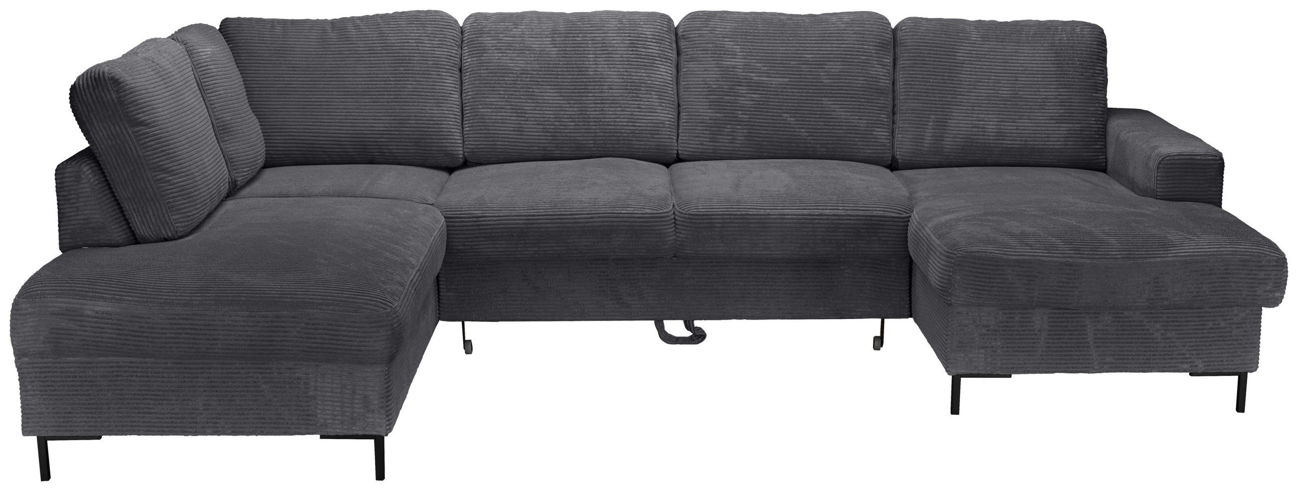 WOHNLANDSCHAFT Anthrazit Cord  - Anthrazit/Schwarz, KONVENTIONELL, Textil/Metall (197/303/148cm) - Carryhome