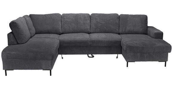 WOHNLANDSCHAFT Anthrazit Cord  - Anthrazit/Schwarz, KONVENTIONELL, Textil/Metall (197/303/148cm) - Carryhome