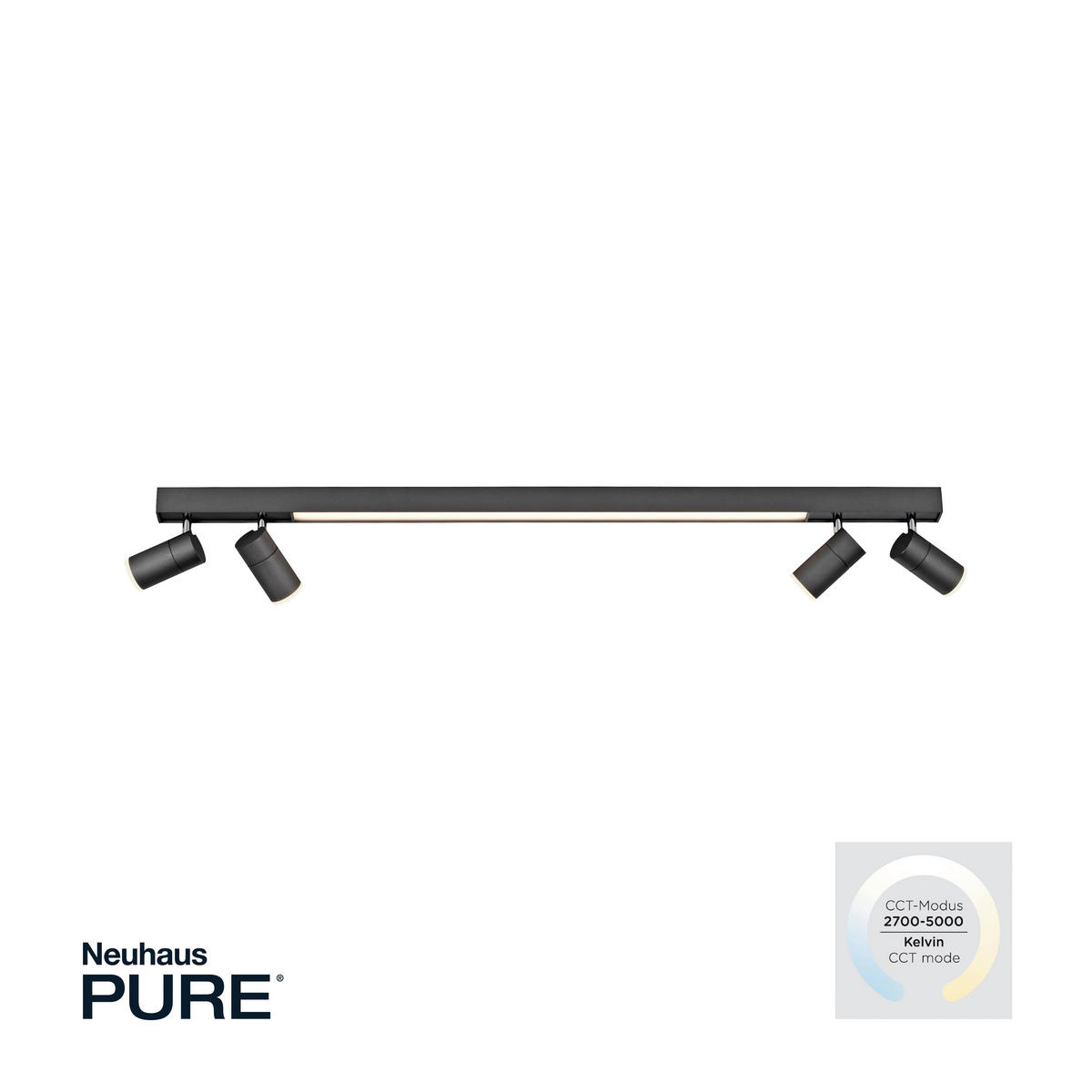 LED-DECKENLEUCHTE Pure-Lines 120/19/15 cm   - Schwarz, Design, Kunststoff/Metall (120/19/15cm) - Neuhaus PURE