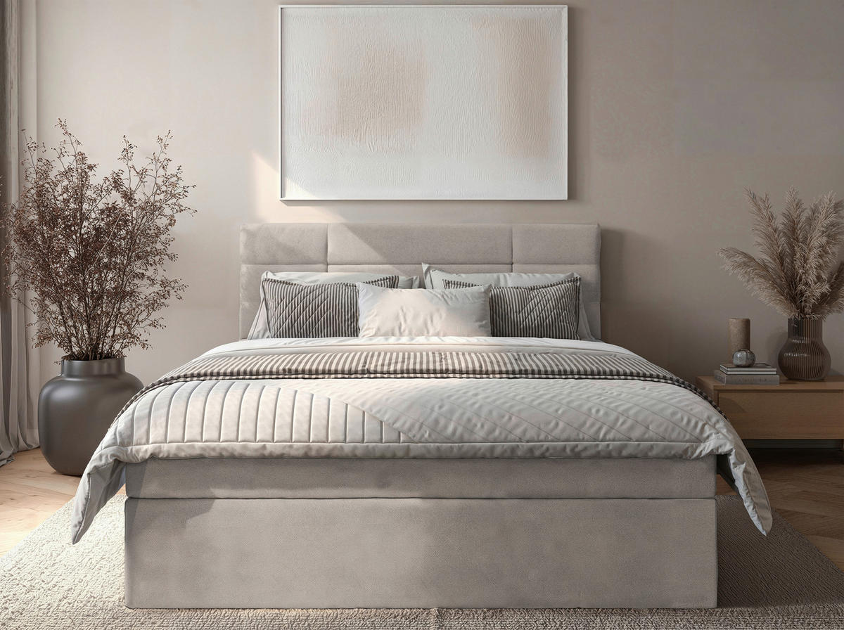 BOXBETT 140/200 cm  Creme  - Creme/Schwarz, Konventionell, Holz/Kunststoff (140/200cm) - Carryhome