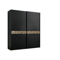 SCHWEBETÜRENSCHRANK Eiche dunkel, Anthrazit, Schwarz  - Eiche dunkel/Anthrazit, Design, Glas/Holz (225/240/68cm) - Dieter Knoll