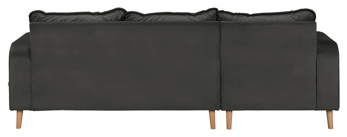 ECKSOFA Mikrofaser Dunkelgrau  - Wengefarben/Dunkelgrau, Design, Holz/Textil (150/230cm) - Livetastic