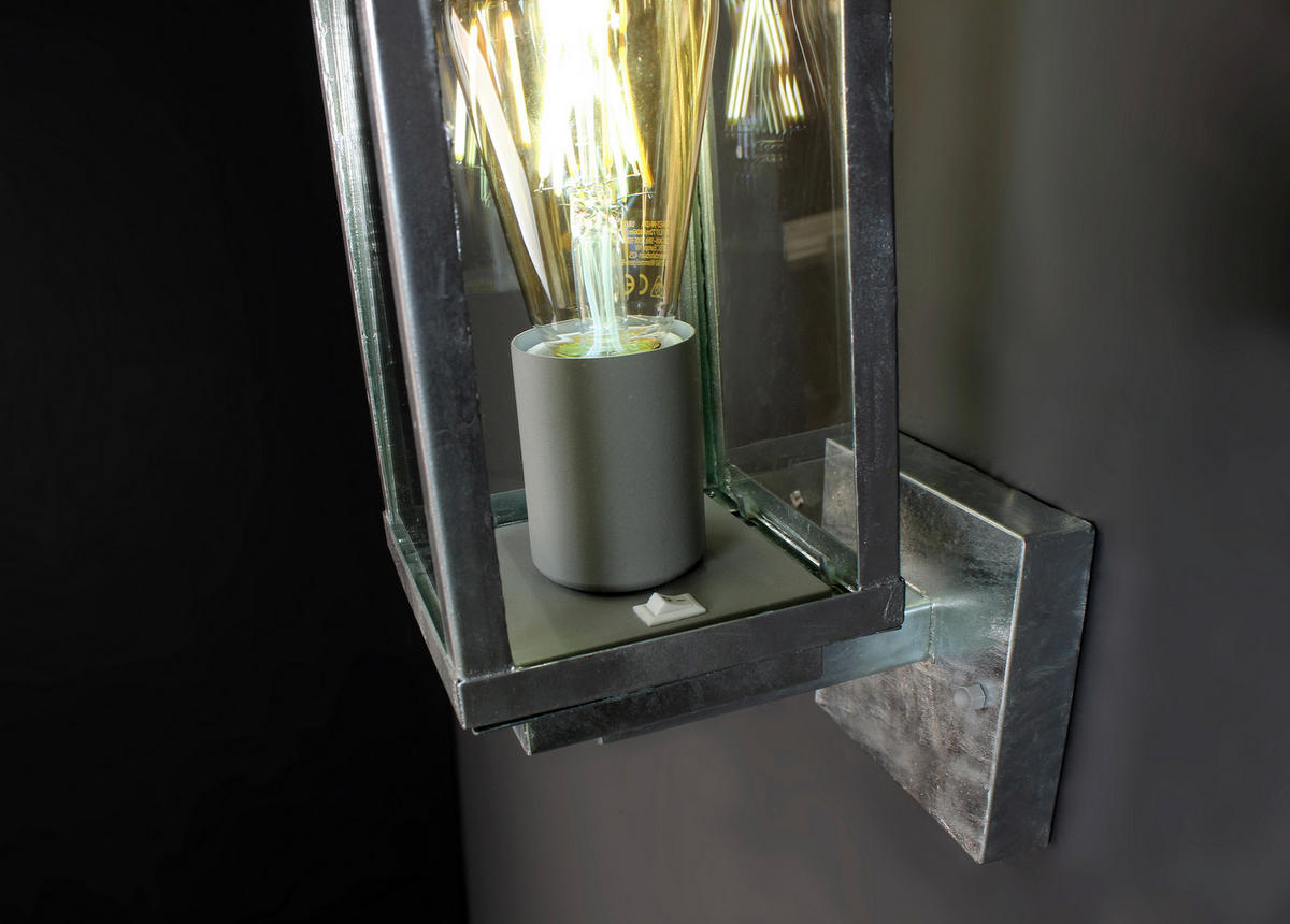 AUßENWANDLEUCHTE   - Klar/Zinkfarben, Basics, Glas/Metall (37,0/16,0/11,0cm)