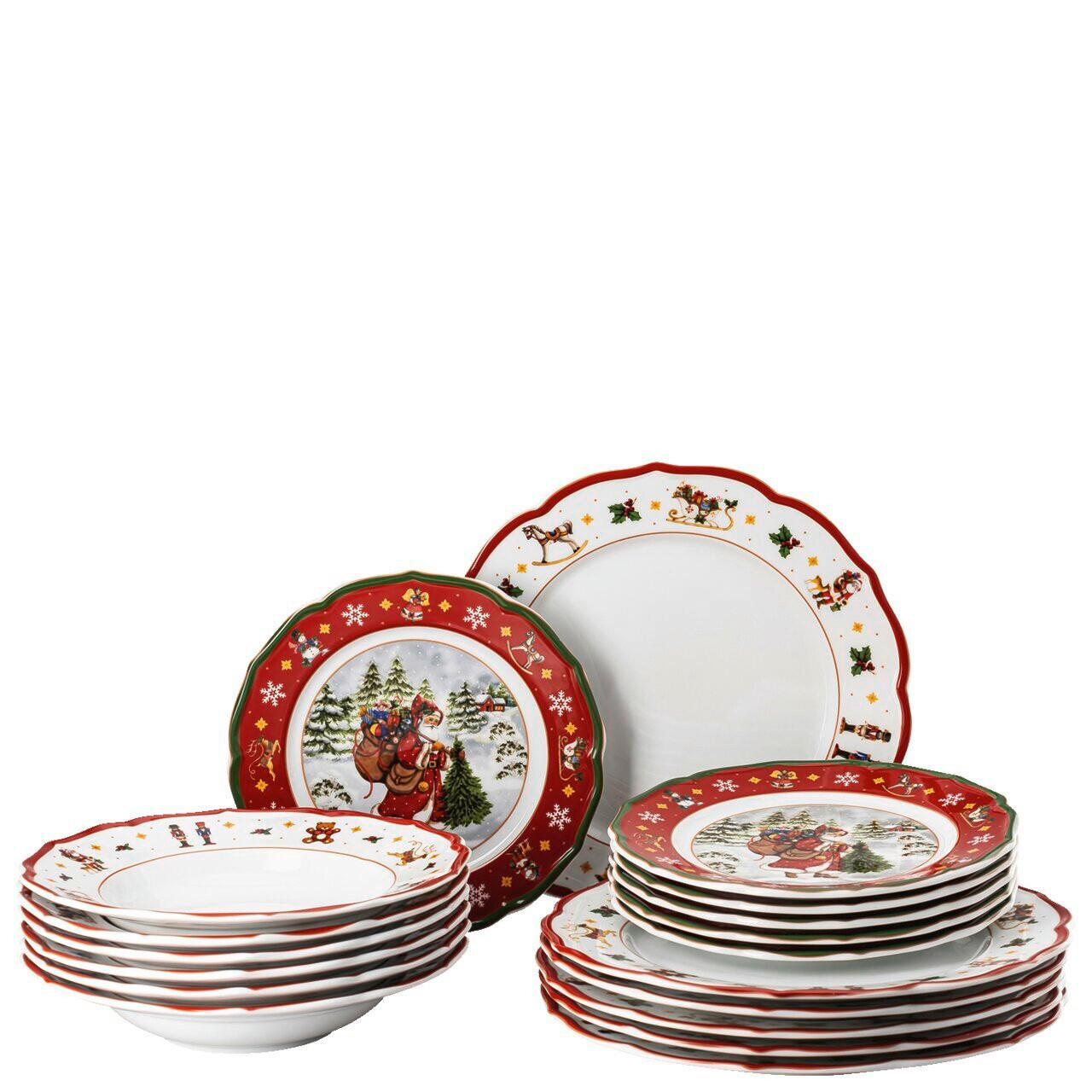 TAFELSERVICE Multicolor Happy Wintertime - H. Wintertime Red 18-teilig 6 Personen  - Multicolor, Basics, Keramik - Hutschenreuther