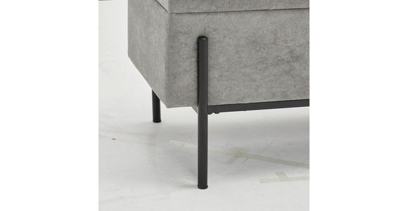 HOCKERBANK 121/47/41 cm Samt, Vliesstoff Grau, Schwarz - Schwarz/Grau, Trend, Textil/Metall (121/47/41cm) - Xora