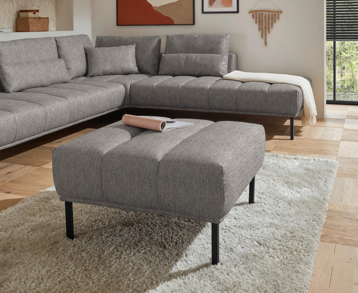 ECKSOFA  in Flachgewebe Greige  308/270 cm  - Greige/Schwarz, Design, Textil/Metall (308/270cm) - Pure Home Lifestyle