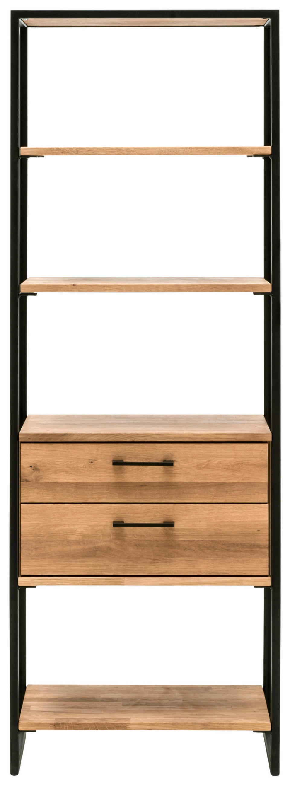 Thumbnail - Linea Natura Regal, Eiche, Holz, Wildeiche, massiv, Hartholz, 4 Fächer, 2 Schublade(n) Schubladen, 60x172x39 cm, Typenau...