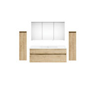 BADEZIMMER 180 cm  - Weiss/Eichefarben, Konventionell, Keramik/Holzwerkstoff (180cm) - Puris