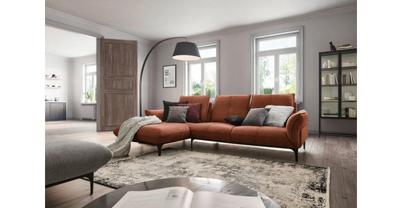 ECKSOFA in Webstoff Orange, Rostfarben  - Rostfarben/Schwarz, Natur, Textil (182/277cm) - Valnatura