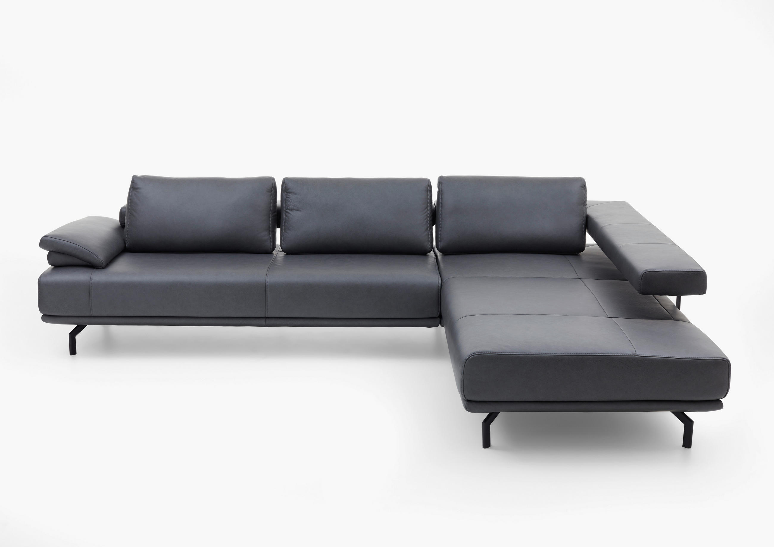 ECKSOFA in Echtleder Anthrazit  - Anthrazit, Design, Leder/Metall (325/255cm) - Dieter Knoll