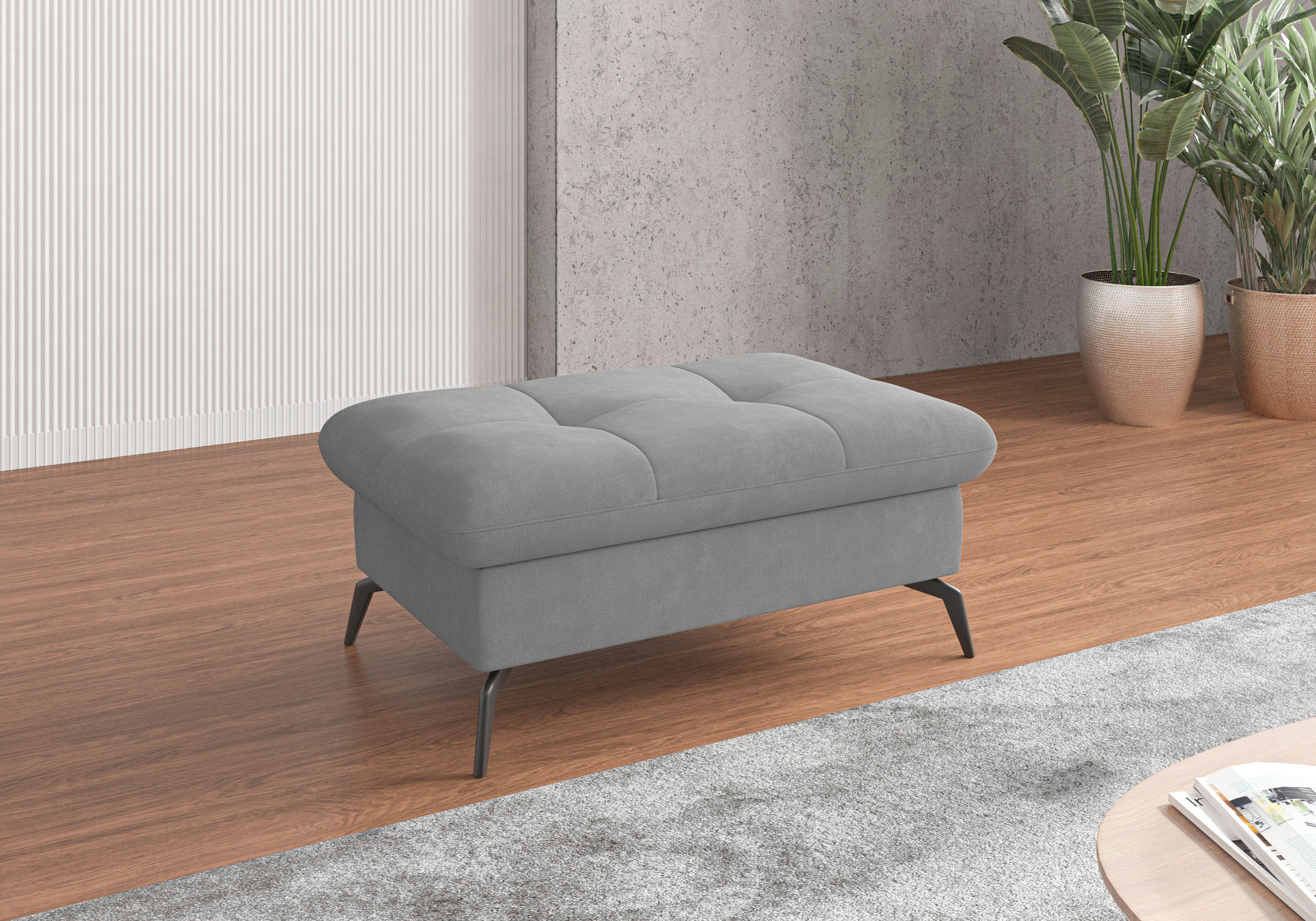 HOCKER in Textil Grau  - Schwarz/Grau, KONVENTIONELL, Textil/Metall (102/47/69cm) - Sit & More
