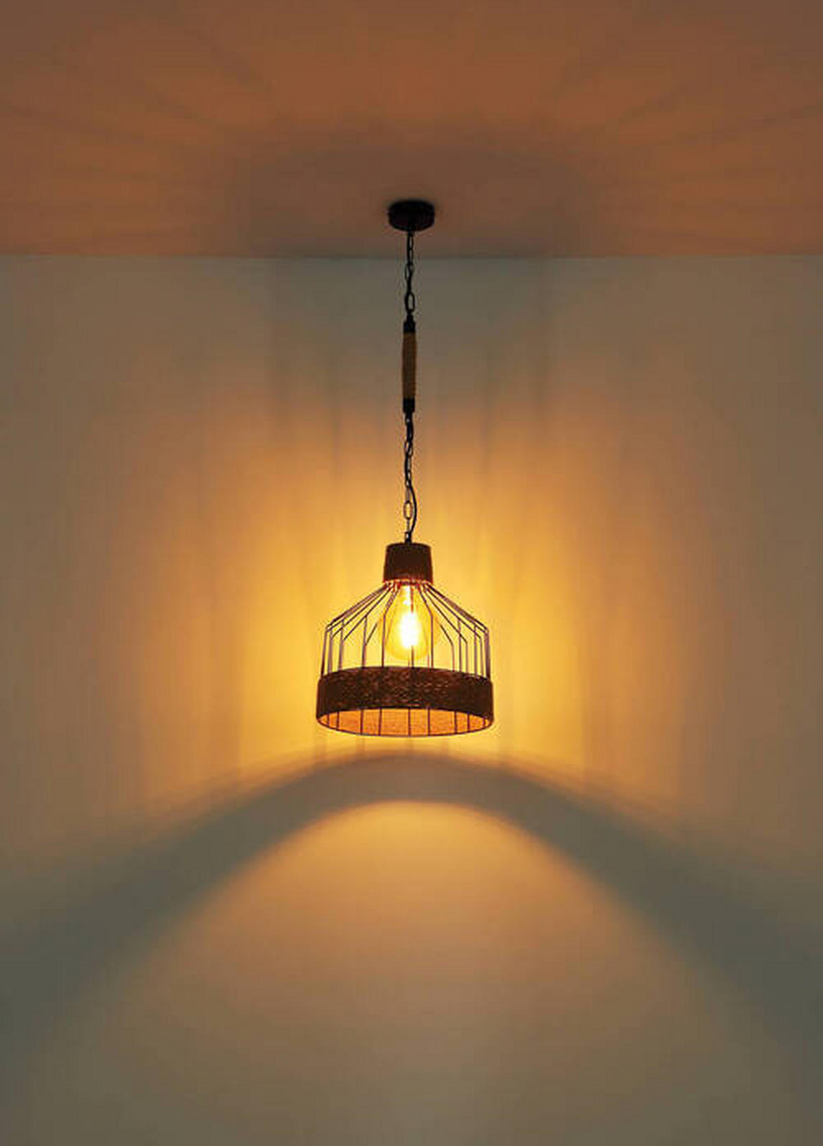 VISEČA SVETILKA        35/135 cm     60 W E27 - črna/rjava, Romantika, kovina/naravni materiali (35/135cm)