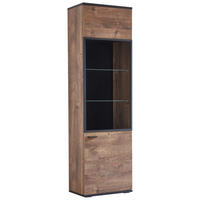VITRINE in Eichefarben, Dunkelgrau  - Dunkelgrau/Eichefarben, KONVENTIONELL, Glas/Holzwerkstoff (60/206/37cm) - Cantus