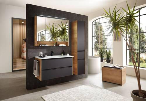 SPIEGELSCHRANK 103,2/85,3/17 cm  - Eichefarben/Schwarz, KONVENTIONELL, Glas/Holzwerkstoff (103,2/85,3/17cm) - Sadena