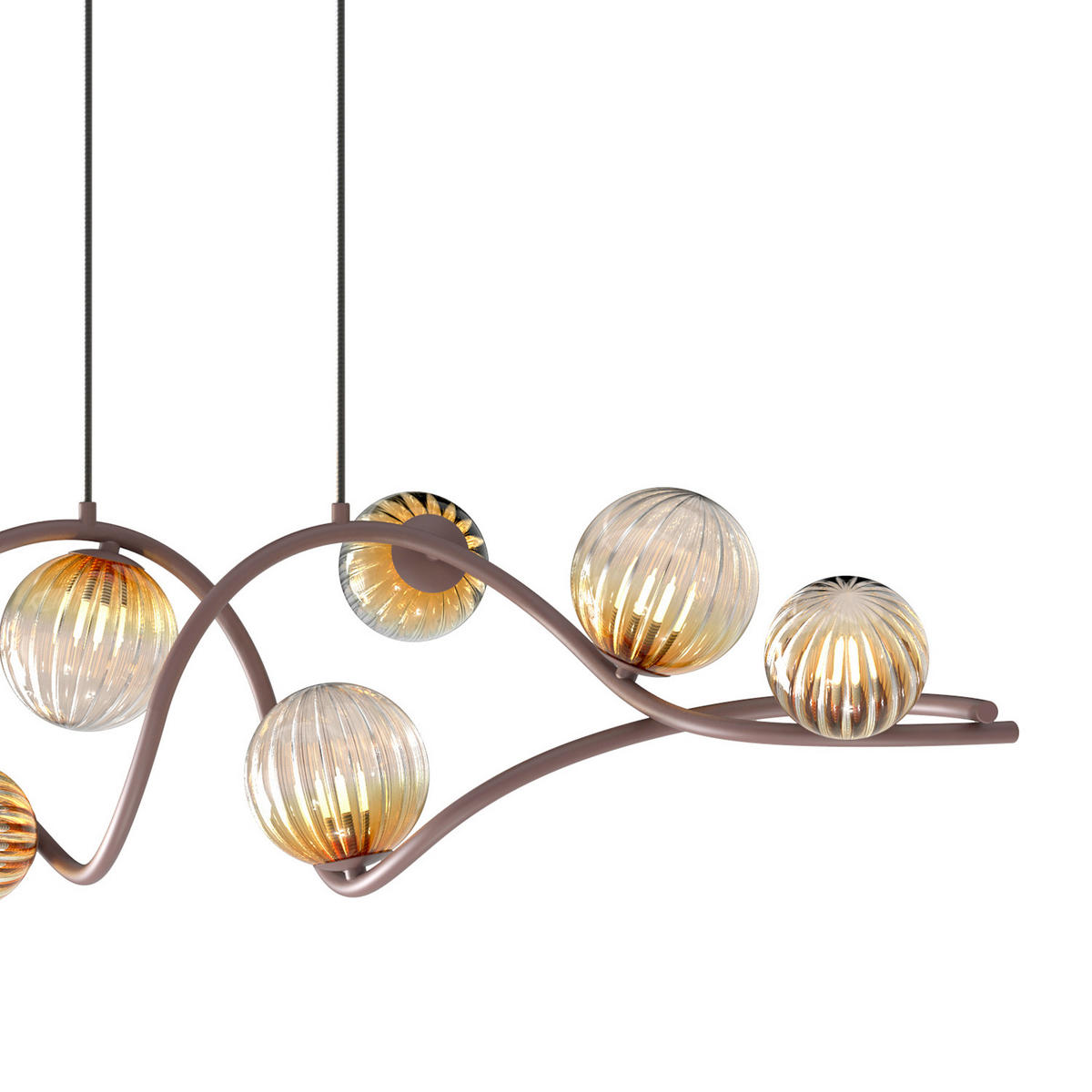 PENDELLEUCHTE 106/25/100 cm  - Cognac, KONVENTIONELL, Glas/Metall (106/25/100cm)