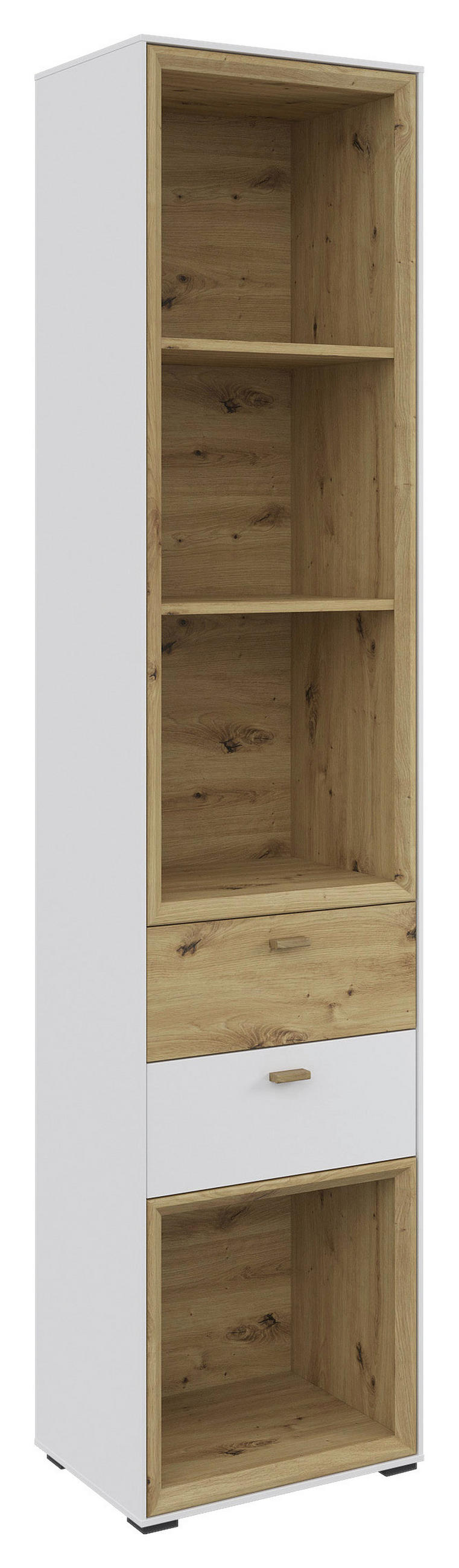 REGAL  47,5/214,4/38 cm Weiß, Eiche Artisan  - Eichefarben/Schwarz, MODERN, Holz/Holzwerkstoff (47,5/214,4/38cm) - Hom`in