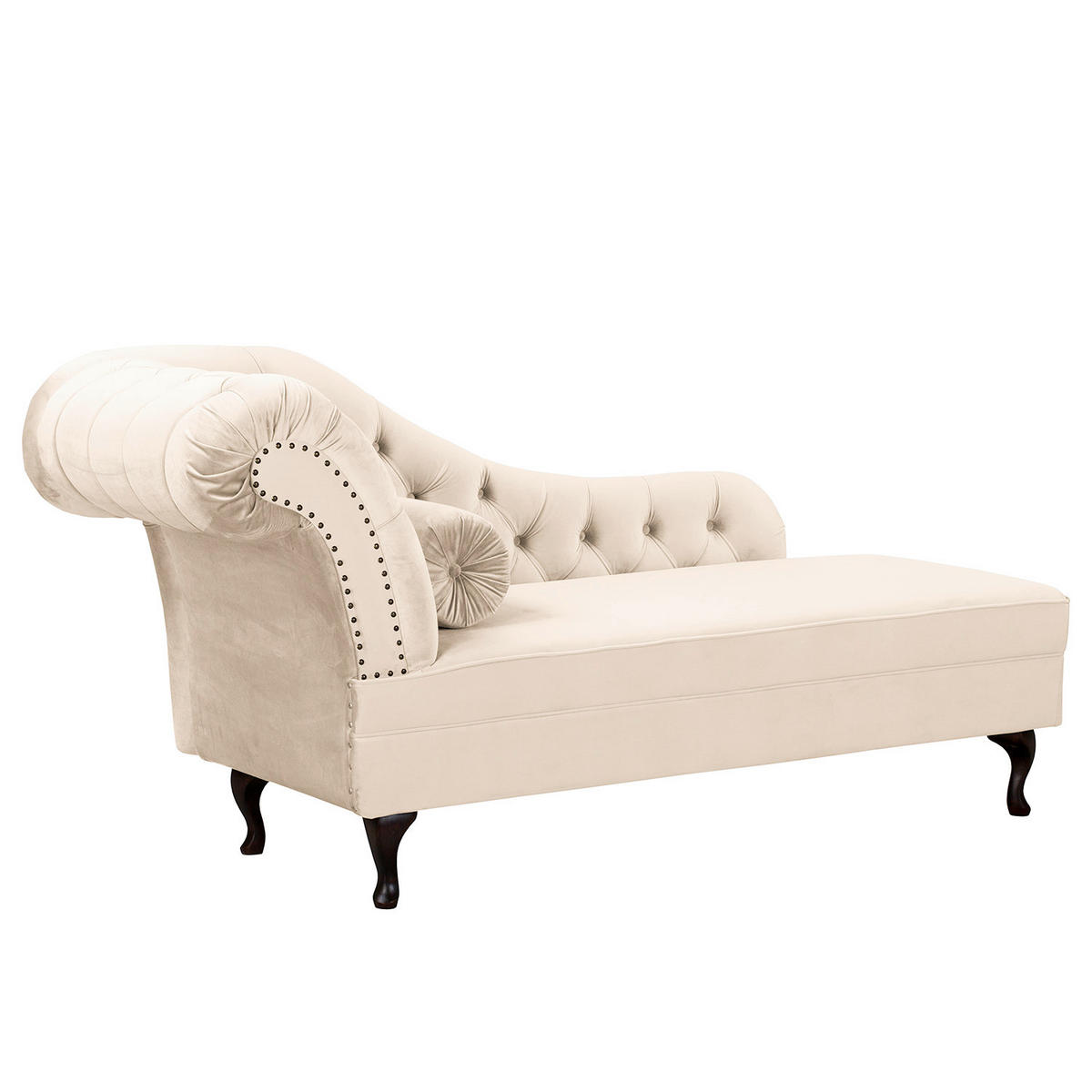 RÉCAMIERE Pako in Samt Creme  - Creme/Braun, Design, Holz/Textil (185/93/75cm) - Livetastic