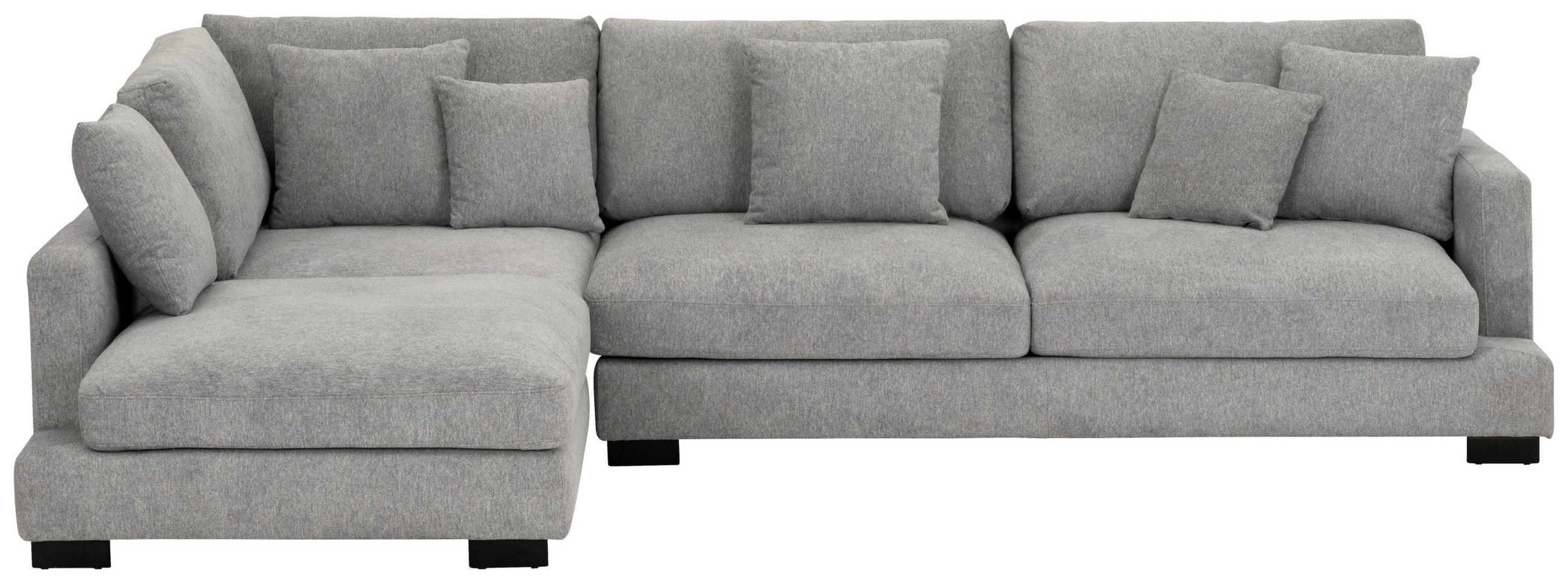 ECKSOFA Grau Webstoff  - Schwarz/Grau, Design, Textil/Metall (212/323cm) - Livetastic