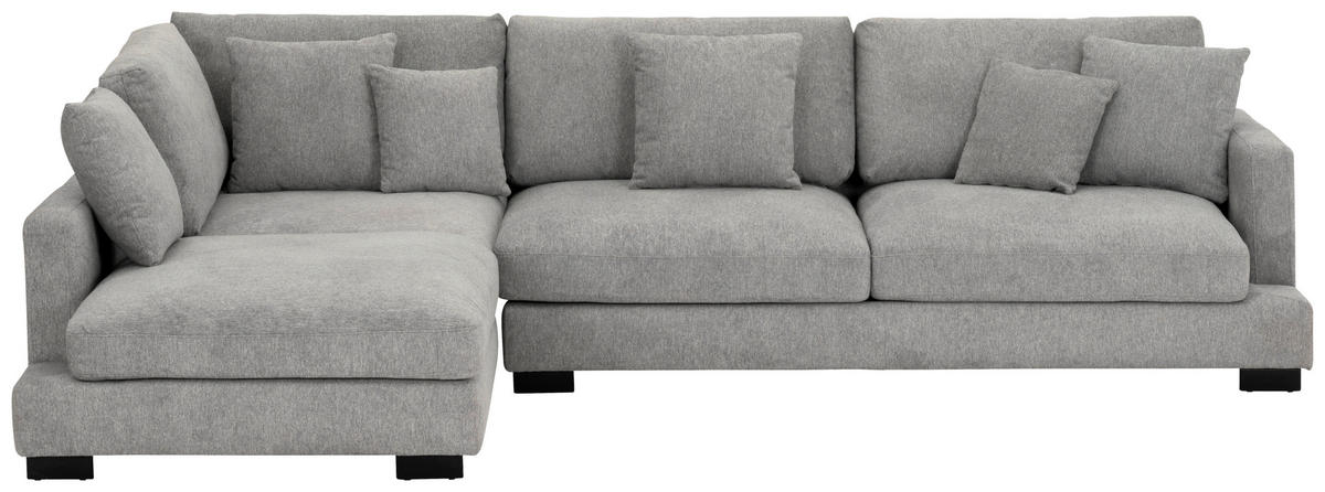ECKSOFA Grau Webstoff  - Schwarz/Grau, Design, Textil/Metall (212/323cm) - Livetastic