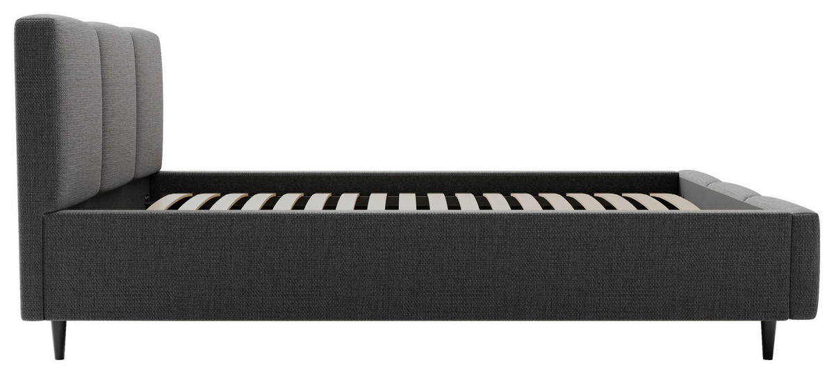 POLSTERBETT Lattenrost, Bettkasten 160/200 cm  in Anthrazit  - Anthrazit/Schwarz, Design, Holz/Textil (160/200cm) - Boxxx