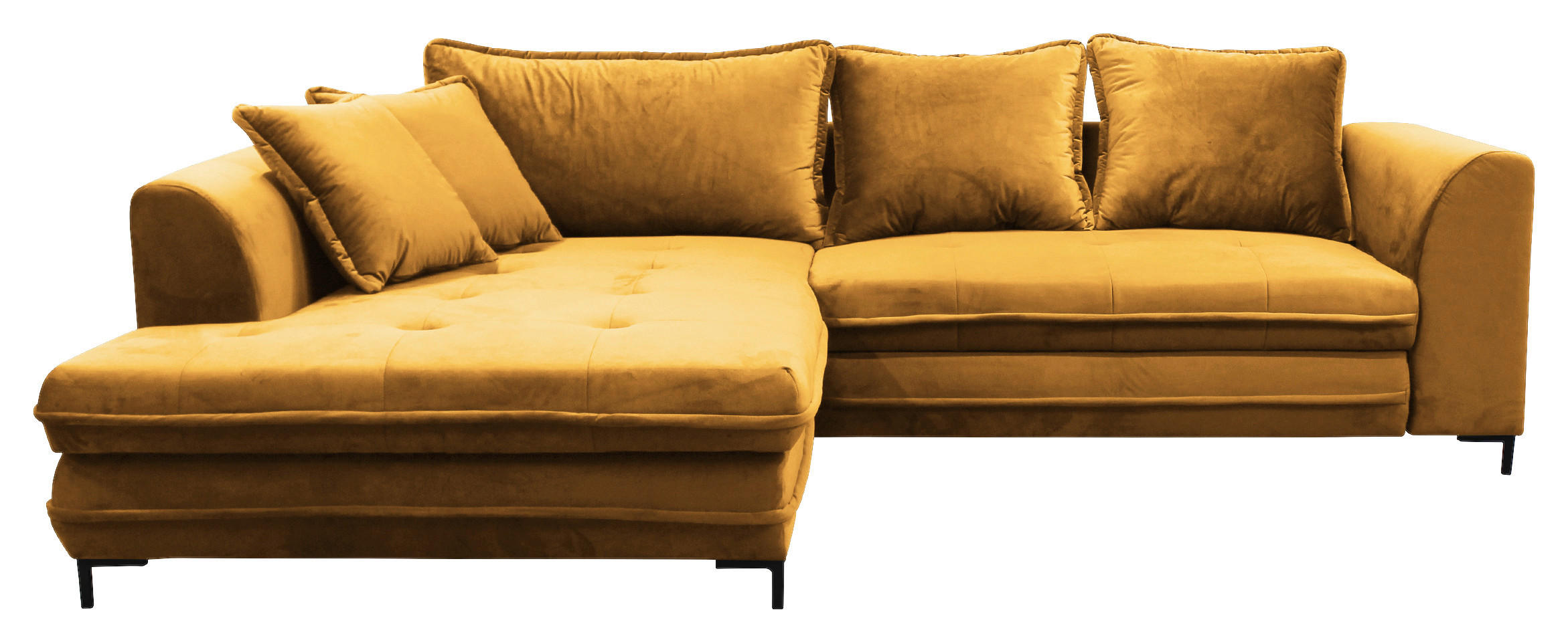 ECKSOFA Gelb Velours  - Beige/Gelb, Design, Textil/Metall (187/277cm) - Livetastic