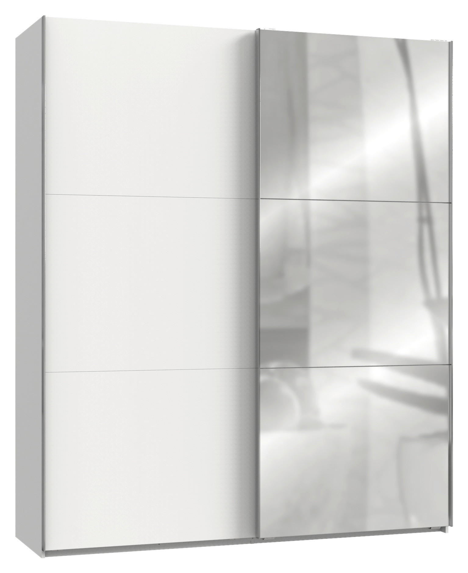 SCHWEBETÜRENSCHRANK 150/216/65 cm 2-türig Weiß  - Chromfarben/Weiß, MODERN, Glas/Holzwerkstoff (150/216/65cm) - MID.YOU