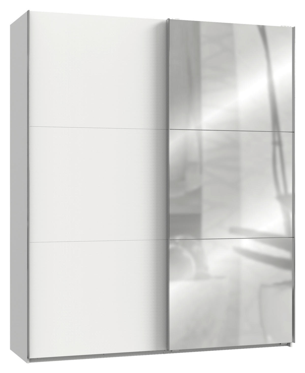 SCHWEBETÜRENSCHRANK 150/216/65 cm 2-türig Weiß  - Chromfarben/Weiß, MODERN, Glas/Holzwerkstoff (150/216/65cm) - MID.YOU