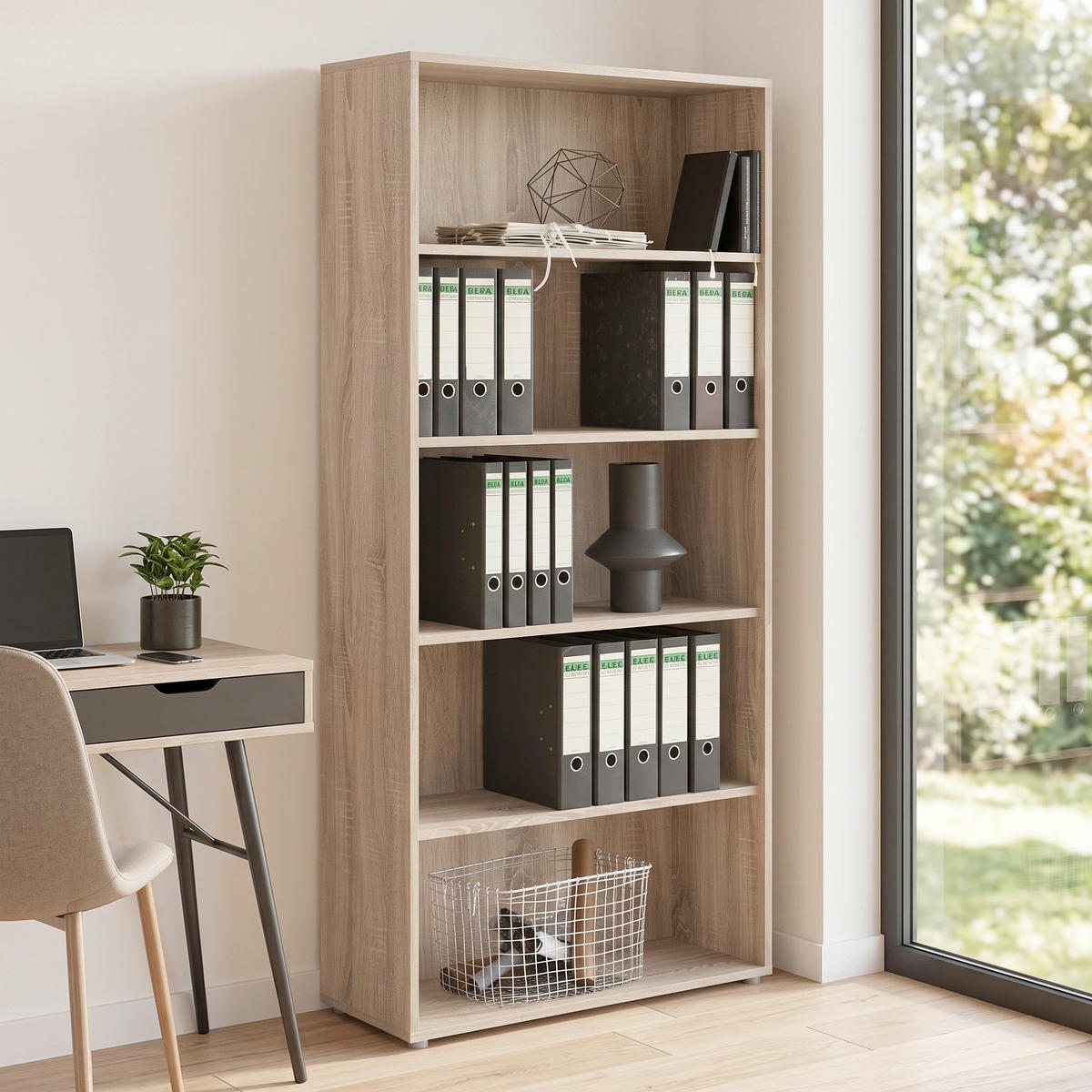 AKTENREGAL Sonoma Eiche  - Silberfarben/Sonoma Eiche, MODERN, Holzwerkstoff (84,4/185,6/33cm) - MID.YOU