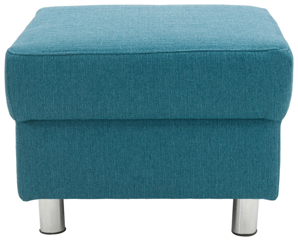 HOCKER Webstoff Petrol  - Chromfarben/Petrol, KONVENTIONELL, Textil/Metall (54/40/54cm) - MID.YOU