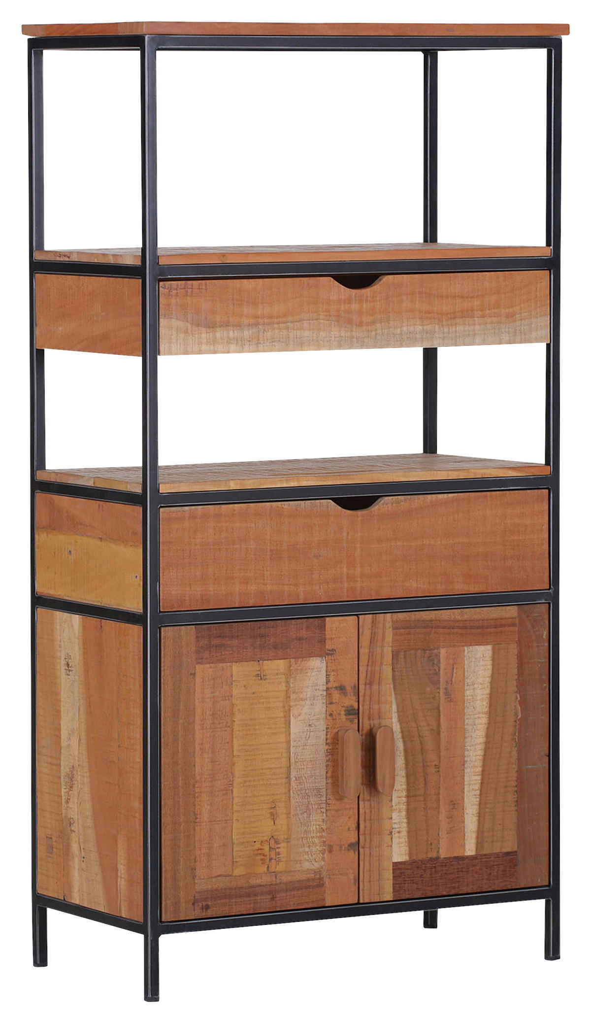 REGAL  78/150/40 cm Schwarz  - Schwarz/Naturfarben, Trend, Holz/Metall (78/150/40cm) - Livetastic