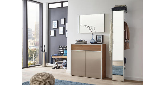 SCHUHSCHRANK Weiß, Eichefarben, Alufarben - Eichefarben/Alufarben, Design, Glas/Metall (102/98/34cm) - Dieter Knoll