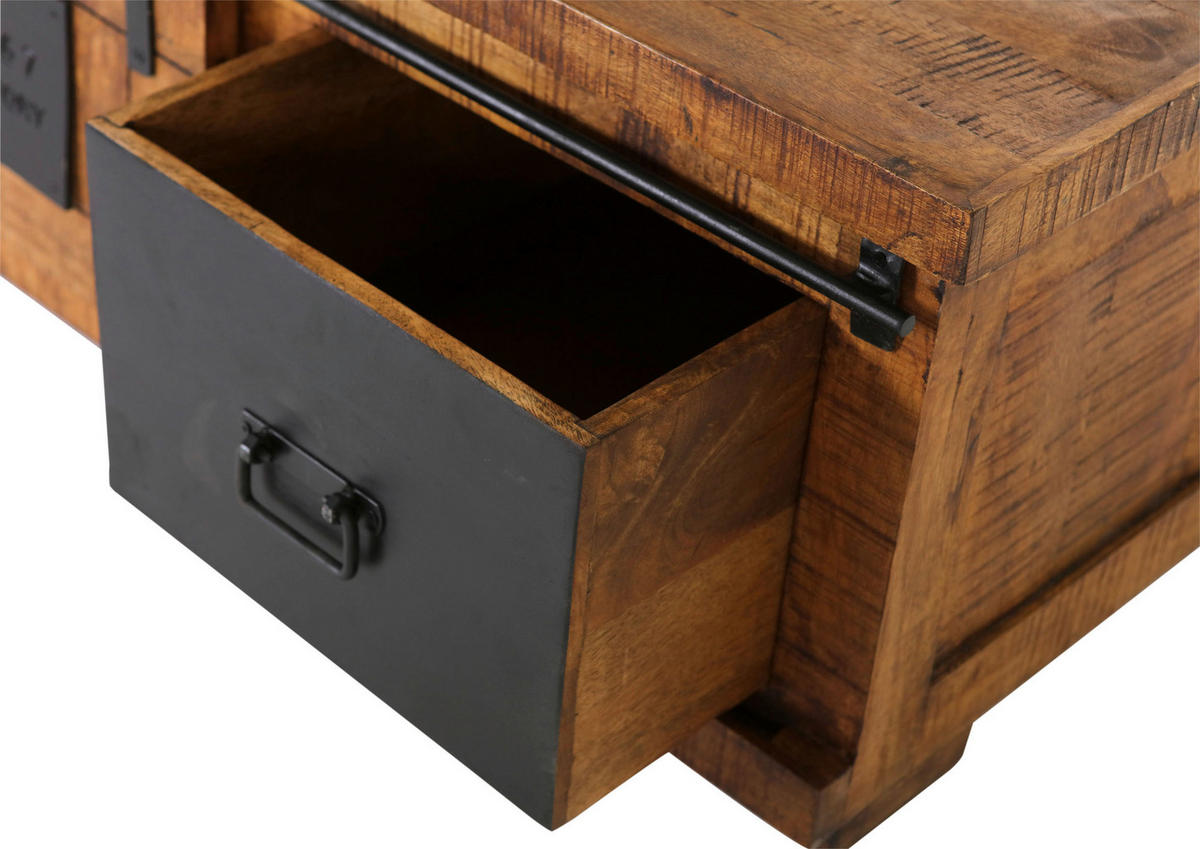 COUCHTISCH Mangoholz massiv 100/70/45 cm rechteckig Naturfarben, Schwarz  - Schwarz/Naturfarben, KONVENTIONELL, Holz/Holzwerkstoff (100/70/45cm) - Landscape