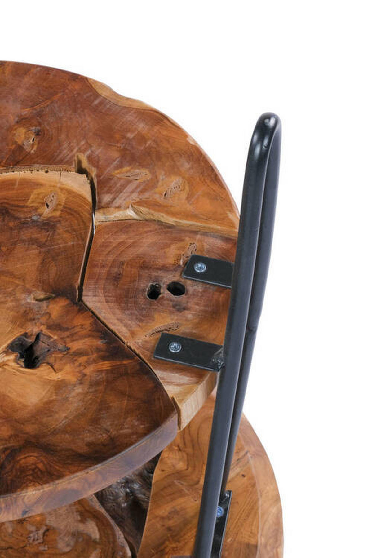 BEISTELLTISCH 40/50/50/55 cm Teakholz Klar rund  - Klar, Natur, Holz/Metall (40/50/50/55cm) - Kayoom