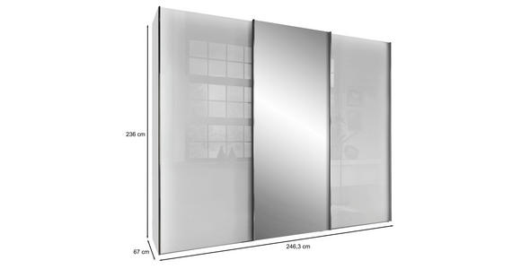 SCHWEBETÜRENSCHRANK 250/236/67 cm 3-türig Weiß - Chromfarben/Weiß, KONVENTIONELL, Glas/Holzwerkstoff (250/236/67cm) - Dieter Knoll
