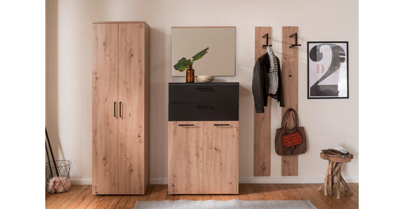 GARDEROBE 5-teilig  in 200/200/38 cm  - Eichefarben/Anthrazit, KONVENTIONELL, Holzwerkstoff (200/200/38cm) - Moderano