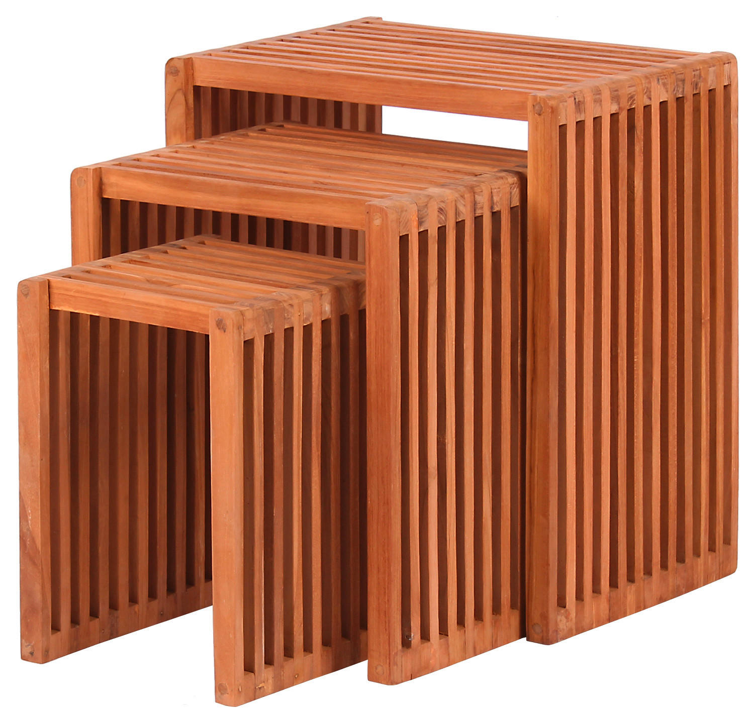 GARTEN-BEISTELLTISCHSET Holz  - Teakfarben, Basics, Holz - Gardenson