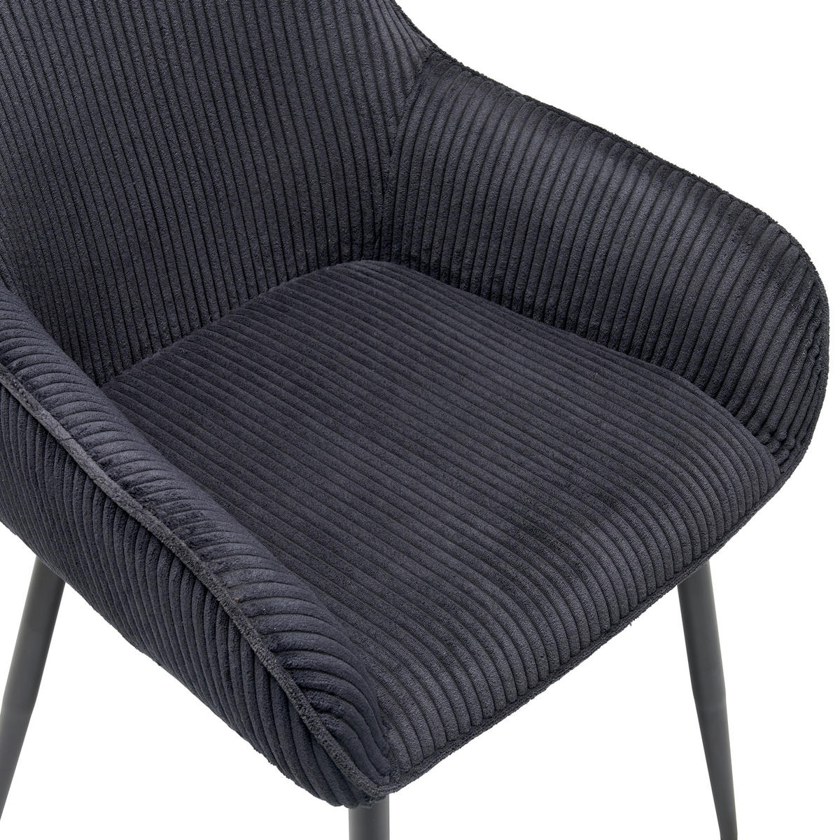 ARMLEHNSTUHL  in Eisen Cord  - Schwarz, LIFESTYLE, Textil/Metall (56/83/62cm) - MID.YOU