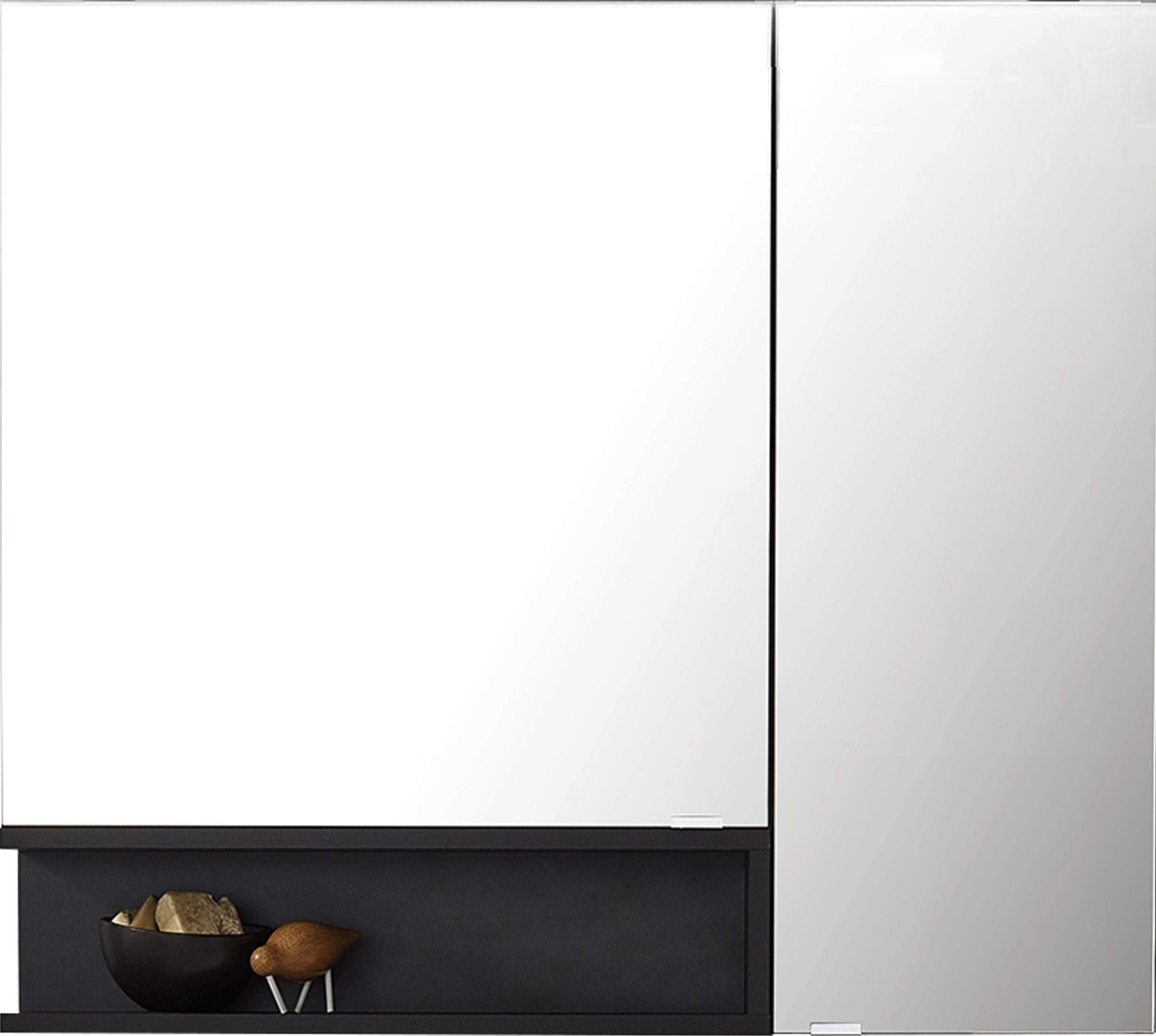 SPIEGELSCHRANK 90/80/15 cm  - Grau, Design, Glas/Holzwerkstoff (90/80/15cm) - Novel
