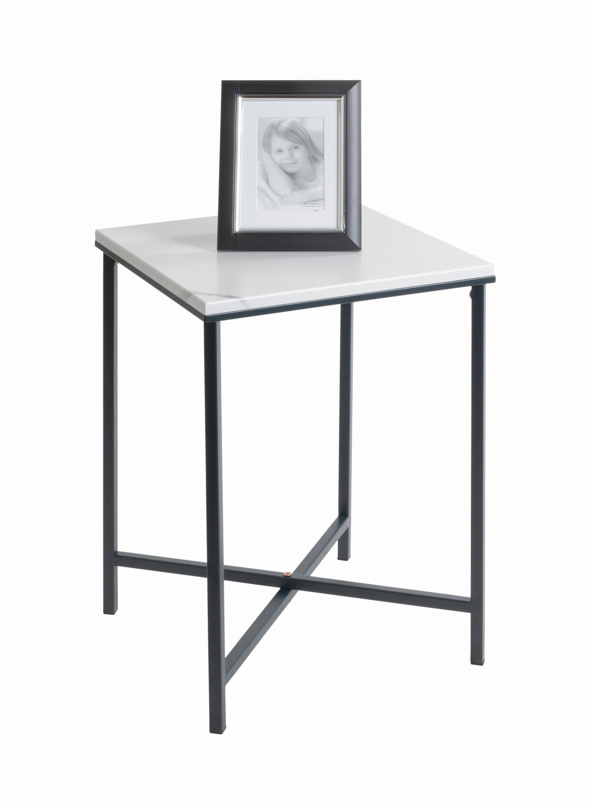 BEISTELLTISCH 39/39/55 cm Anthrazit, Weiß quadratisch  - Anthrazit/Weiß, Trend, Holzwerkstoff/Metall (39/39/55cm)