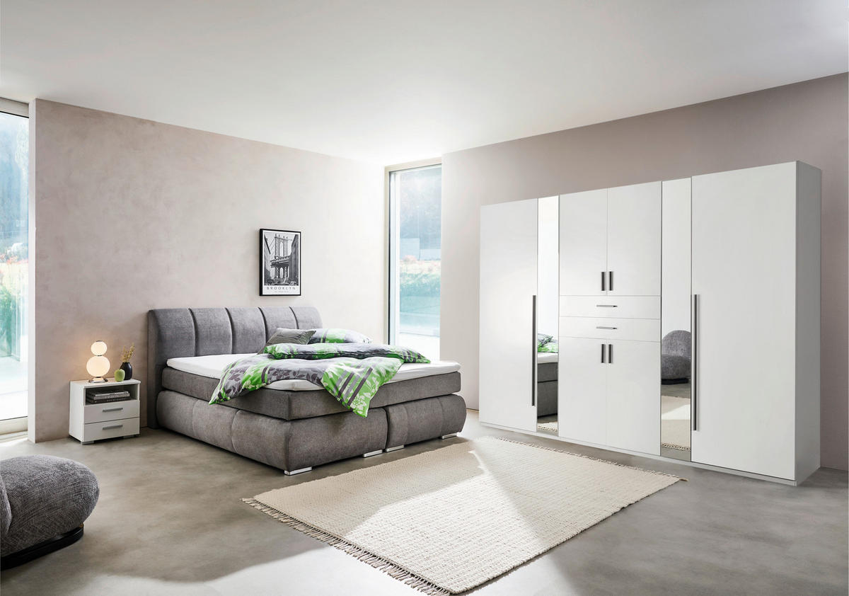 BOXSPRINGBETT 180/200 cm  in Grau  - Chromfarben/Grau, KONVENTIONELL, Kunststoff/Textil (180/200cm) - Carryhome