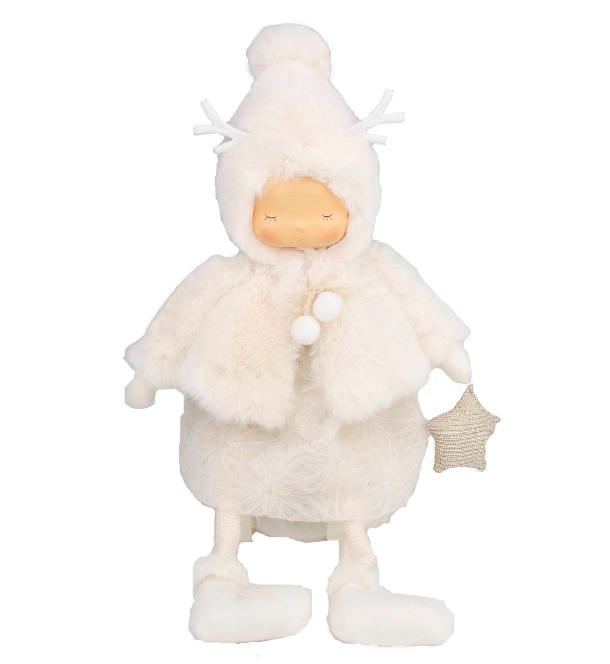 WEIHNACHTSFIGUR - Creme, Lifestyle, Kunststoff/Textil (22/52/19cm) - X-Mas