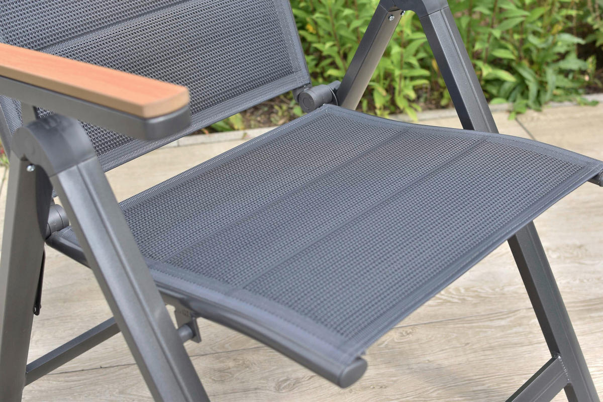GARTENKLAPPSESSEL in Metall, Kunststoff, Textil Graphitfarben, Grau, Naturfarben  - Graphitfarben/Naturfarben, KONVENTIONELL, Kunststoff/Textil (61/83,5/53cm) - Gardenson