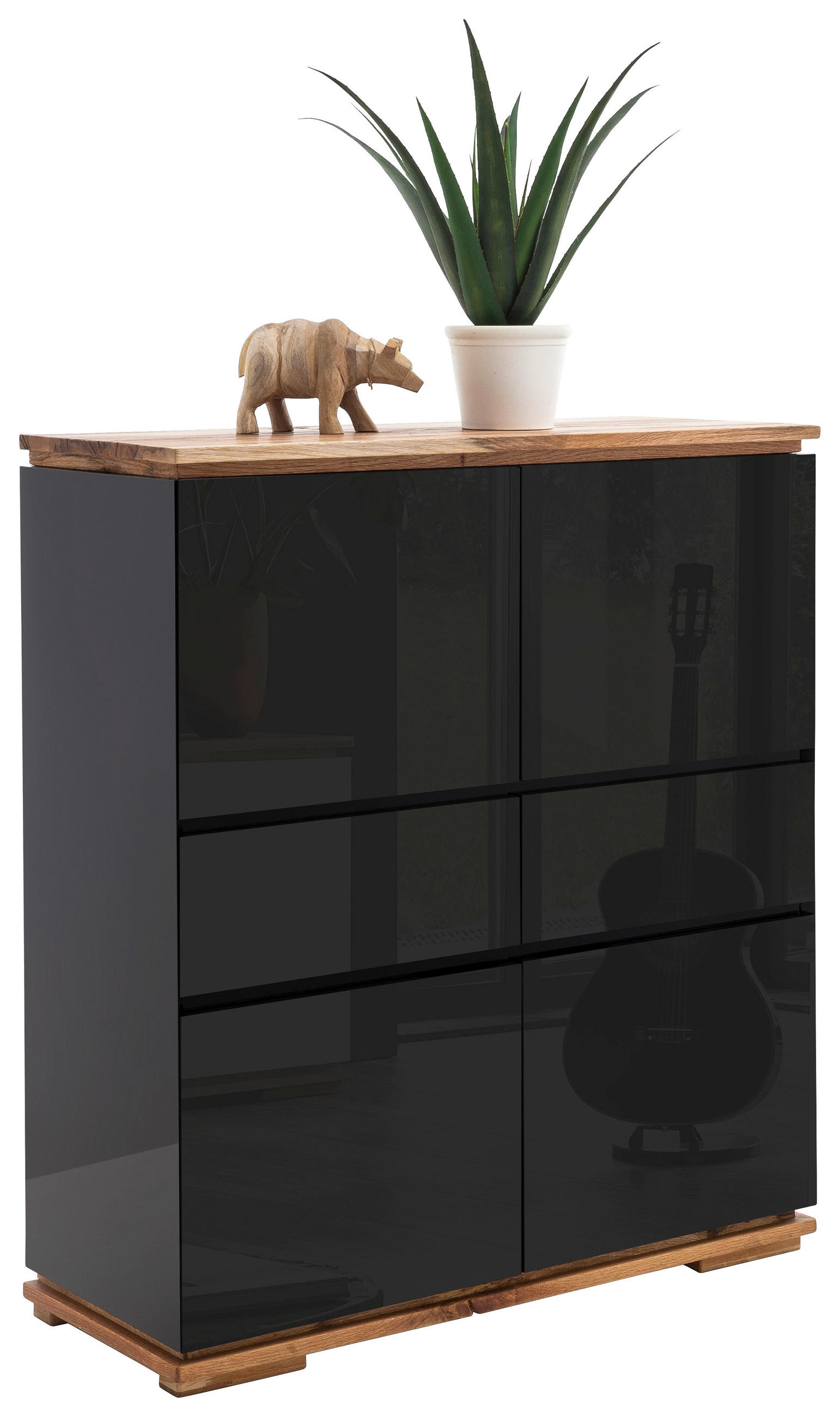 HIGHBOARD Chiaro  in 102/115/40 cm  - Eichefarben/Schwarz, Design, Holz/Holzwerkstoff (102/115/40cm)