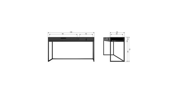 SCHREIBTISCH 140/44/75 cm in Schwarz - Schwarz, Design, Holz/Metall (140/44/75cm) - Carryhome