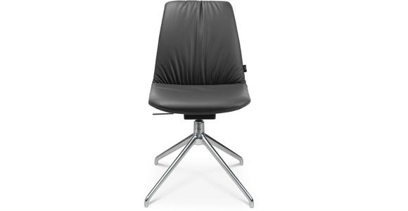 STUHL in Aluminium Echtleder pigmentiert Metall, Leder - Anthrazit/Alufarben, Design, Leder/Metall (46/81,5-84,5/55cm) - Johann Jakob